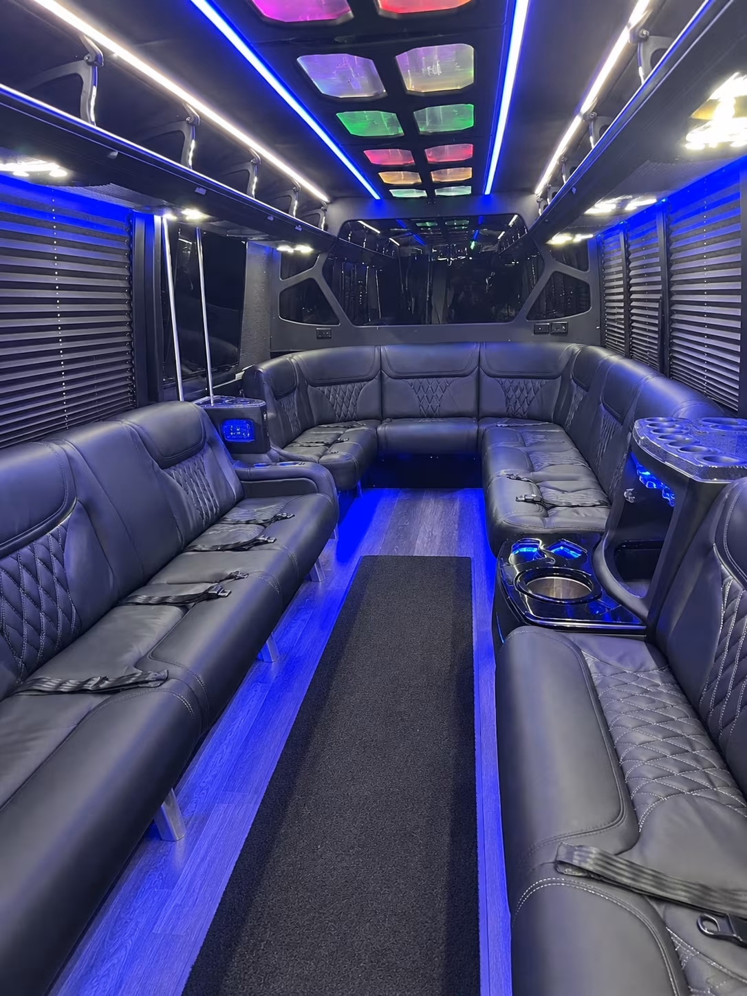 Greenville Birthday, Sweet 16, & Quinceañera Transportation party bus interior