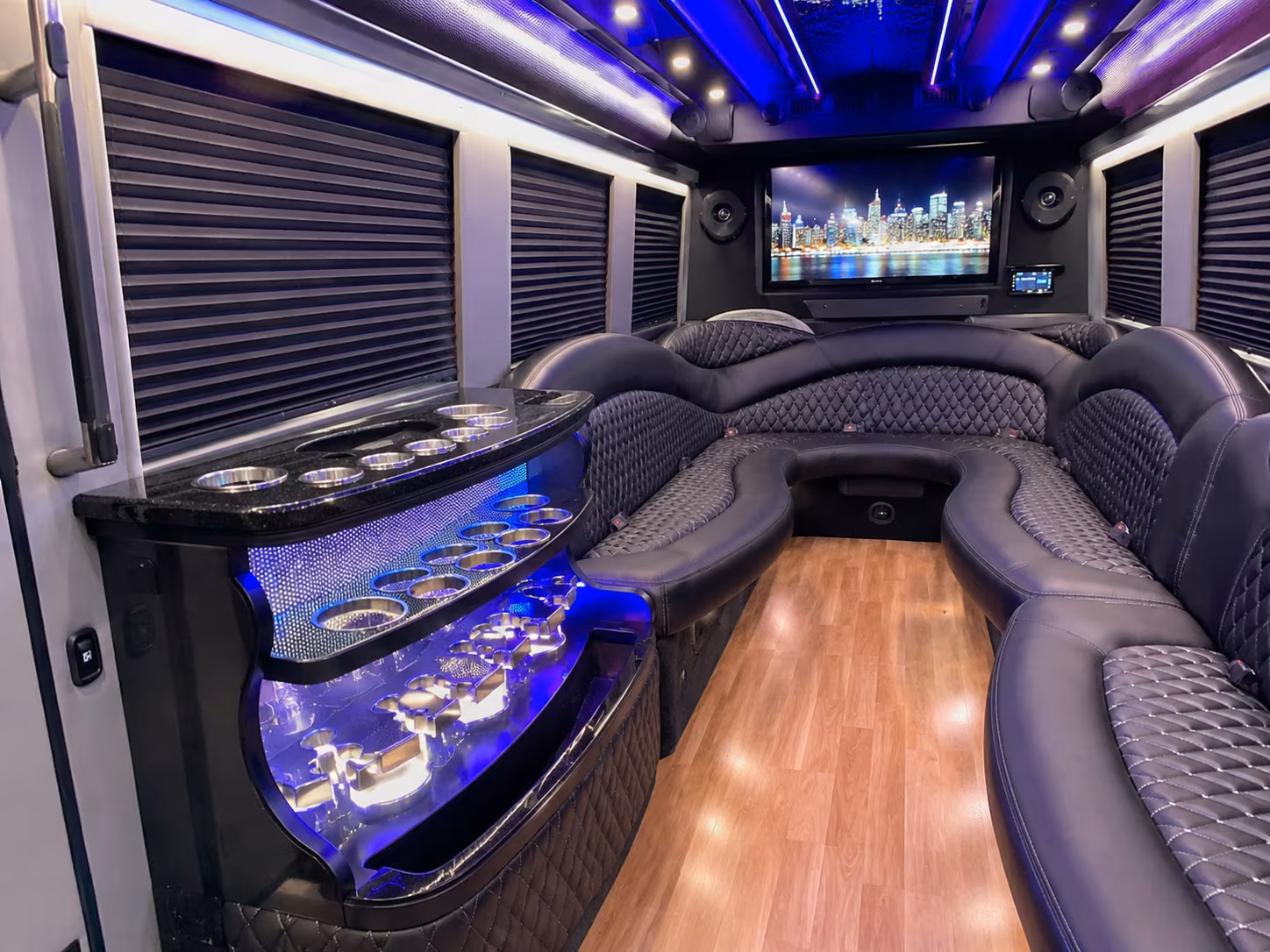 Greenville Private Event Transportation party bus interior