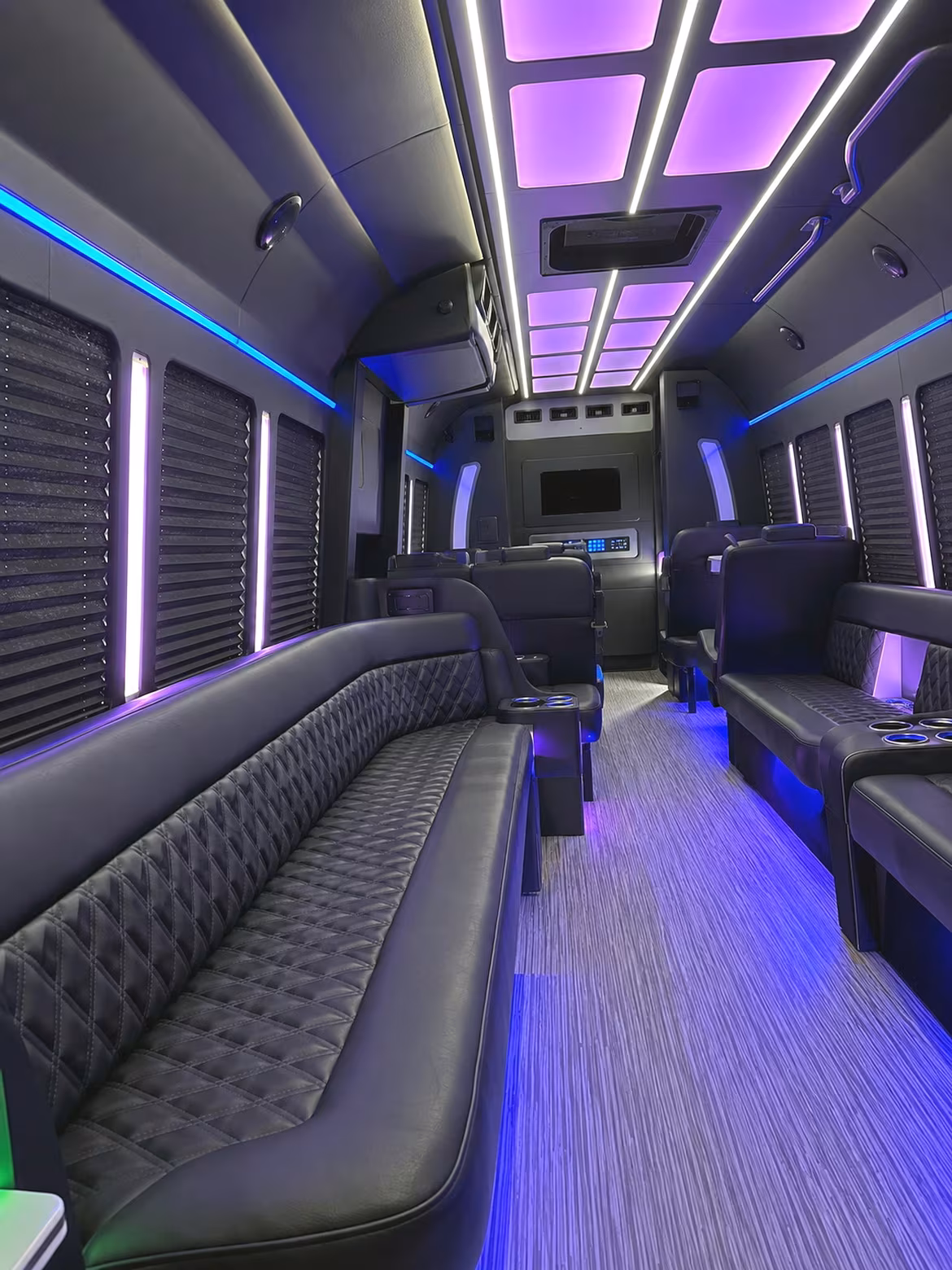 Greenville Wedding Transportation party bus interior